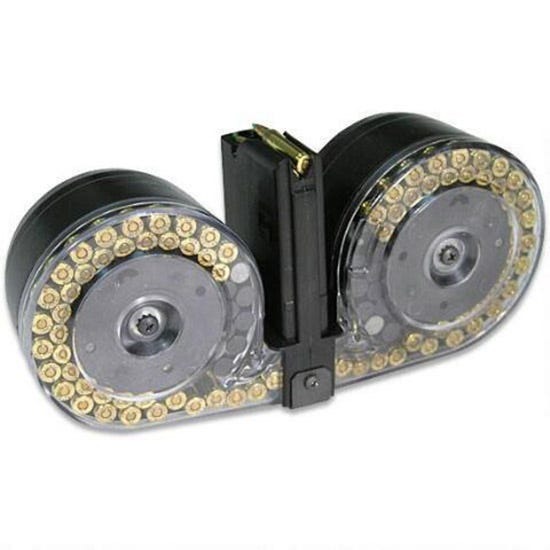 RWB Dual Drum Magazine Black / Clear 5.56 NATO / .223 Rem 100-Rounds RWB Dual Drum Magazine Black / Clear 5.56 NATO / .223 Rem 100-Rounds