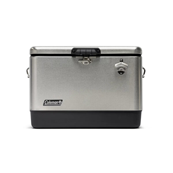 Coleman_SteelBelted_StainlessSteel_hero.jpg Coleman Reunion Stainless Steel Cooler 54Qt